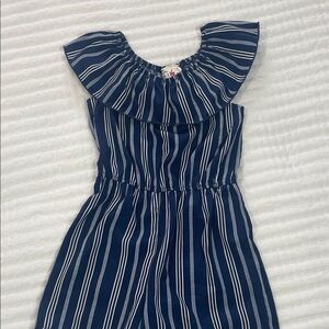 Navy Striped Kids One Piece